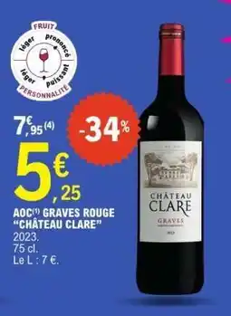 E.Leclerc AOC GRAVES ROUGE CHÂTEAU CLARE offre