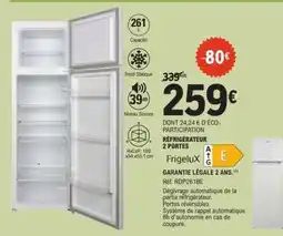 E.Leclerc Frigelux Réfrigérateur 2 Portes offre