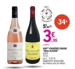 E.Leclerc AOP FAUGÈRES ROUGE “MAS OLIVIER” offre
