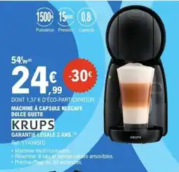 E.Leclerc MACHINE À CAPSULE NESCAFE DOLCE GUSTO KRUPS offre