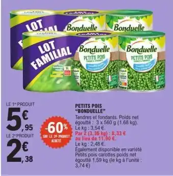 E.Leclerc PETITS POIS “BONDUELLE” offre