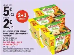 E.Leclerc DESSERT FRUITIER POMME POIRE OFFRE DÉCOUVERTE ANDROS offre