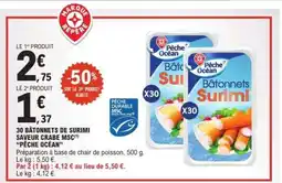 E.Leclerc 30 Bâtonnets de Surimi Saveur Crabe MSC 'Pêche Océan' offre