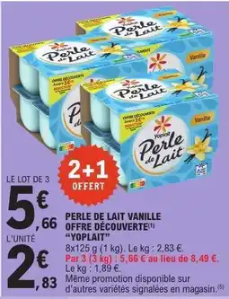 E.Leclerc PERLE DE LAIT VANILLE OFFRE DÉCOUVERTE offre