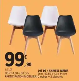 E.Leclerc LOT DE 4 CHAISES MARIA offre
