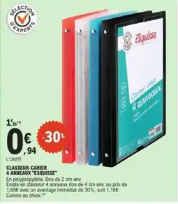 E.Leclerc CLASSEUR-CAHIER 4 ANNEAUX 'ESQUISSE' offre