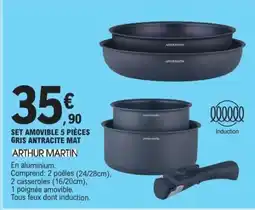 E.Leclerc SET AMOVIBLE 5 PIÈCES GRIS ANTRACITE MAT offre