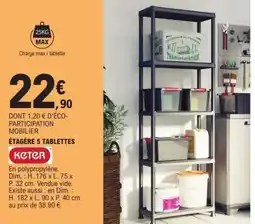 E.Leclerc ÉTAGÈRE 5 TABLETTES offre