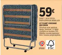 E.Leclerc LIT PLIANT COUCHAGE 80X190CM offre