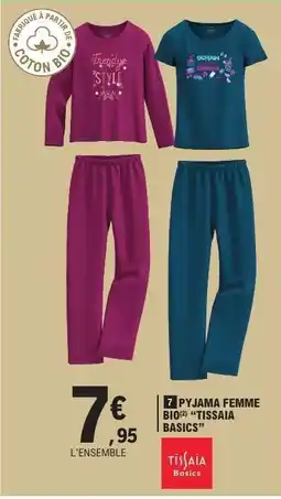 E.Leclerc PYJAMA FEMME BIO TISSAIA BASICS offre