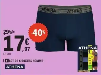 E.Leclerc ATHENA LOT DE 5 BOXERS HOMME offre