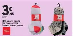 E.Leclerc Lot de 5 paires de chaussettes ultracourtes femme offre