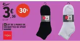 E.Leclerc Lot de 3 paires de socquettes de sport homme offre