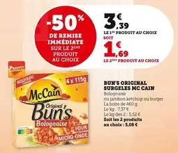 Super U Bun's original surgeles mc cain offre