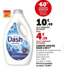 Super U Lessive liquide dash 2 en 1 offre