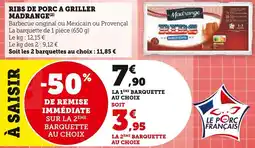 Super U Ribs de porc a griller madrange offre