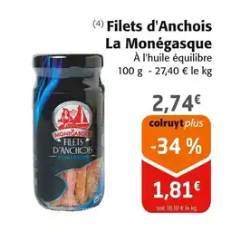 Colruyt LA MONEGASQUE Filets d'Anchois offre