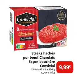 Colruyt CONVIVAL Steaks hachés pur bœuf Charolais Façon bouchère offre