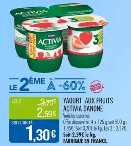 Match ACTIVIA DANONE Yaourt aux fruits offre
