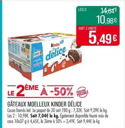 Match KINDER DÉLICE Gâteaux moelleux offre
