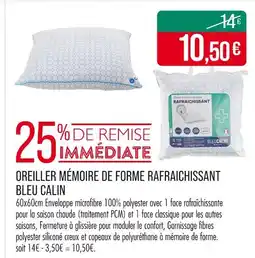 Match BLEU CALIN OREILLER MÉMOIRE DE FORME RAFRAICHISSANT offre