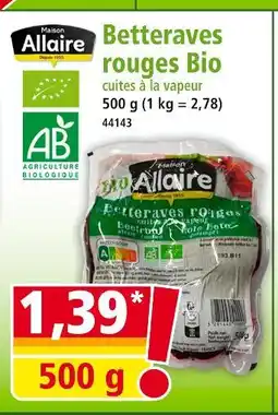 Norma Maison Allaire Betteraves rouges Bio offre