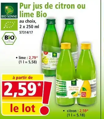 Norma Bio Sonne Pur jus de citron Bio offre