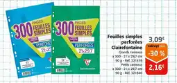 Colruyt Clairefontaine Feuilles simples perforées offre