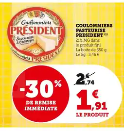 Super U PRESIDENT COULOMMIERS PASTEURISE offre