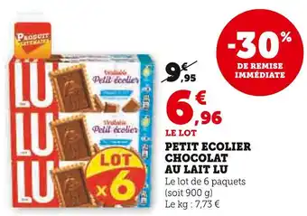 Super U LU Petit Ecolier Chocolat au lait offre