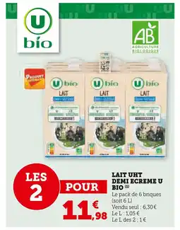Super U U Bio Lait UHT Demi Ecreme U Bio offre