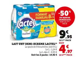 Super U LACTEL Lait uht demi-écrémé offre
