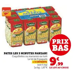 Super U Panzani Pâtes les 3 minutes offre