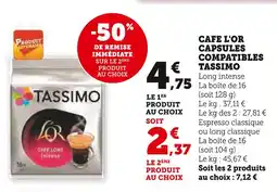Super U Tassimo Café l'or capsules compatibles offre