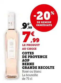Super U GRANDE RECOLTE Cotes de Provence AOP berne offre