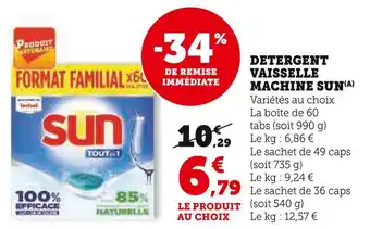 Super U Sun Détergent vaisselle machine offre