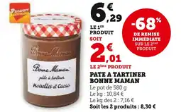 Super U Bonne Maman Pâte à tartiner noisettes et cacao offre
