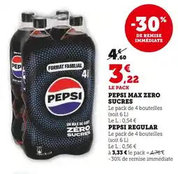 Super U PEPSI Pepsi max zero sucres offre