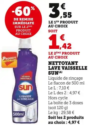 Super U Sun Nettoyant lave vaisselle offre