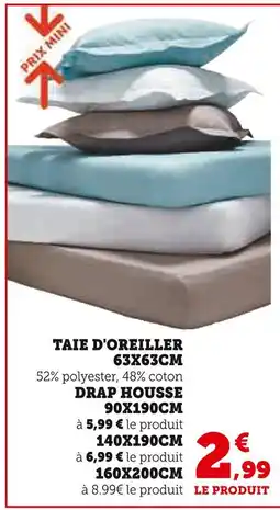 Super U TAIE D'OREILLER 63X63CM offre