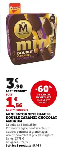 Super U Magnum Mini batonnets glaces double caramel chocolat offre