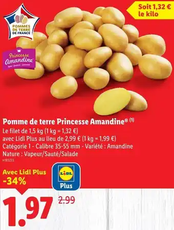Lidl Princesse Amandine Pomme de terre offre
