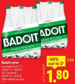 Lidl BADOIT Badoit verte offre
