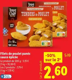 Lidl TOQUE DU CHEF Tenders de poulet avec sauce curry offre