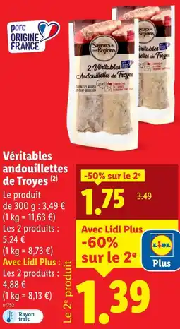 Lidl SAVEURS DE NOS REGIONS Véritables andouillettes de troyes offre