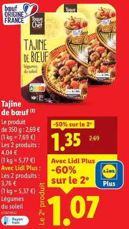 Lidl TOQUE DU CHEF Tajine de bœuf offre