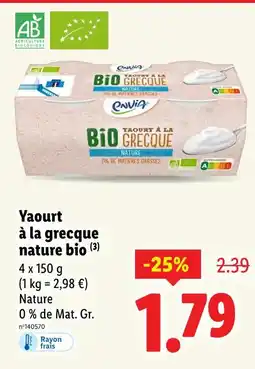 Lidl ENVIA Yaourt à la grecque nature bio offre