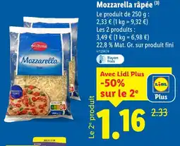 Lidl MILBONA Mozzarella râpée offre