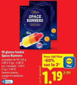 Lidl Gelatelli 10 glaces fusées space runners offre