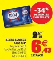 Super U 1664 - biere blonde 5,5° offre